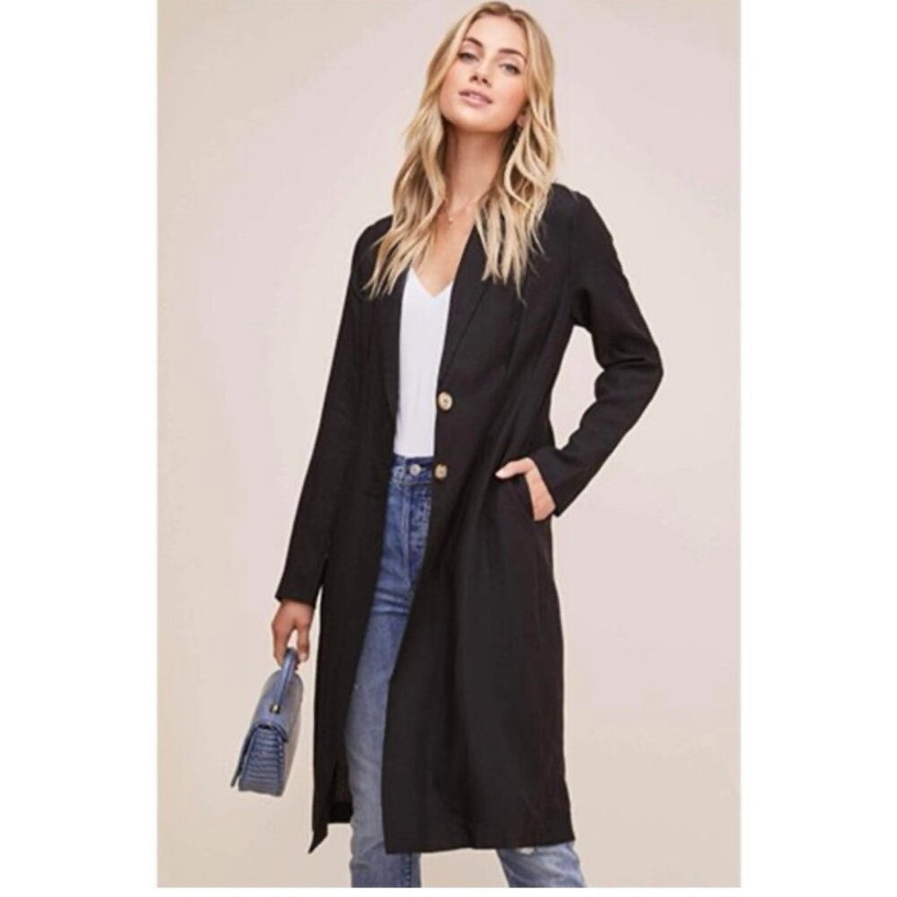ASTR The Label Reede Jacket Black Linen Blend Womens Small EUC